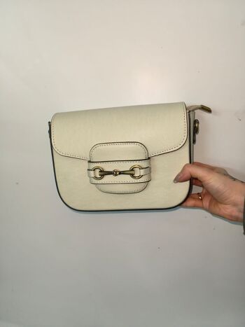 POCHETTE EN CUIR À RABAT ET BANDOULIÈRE EN TOILE - B566 MATILDA 1