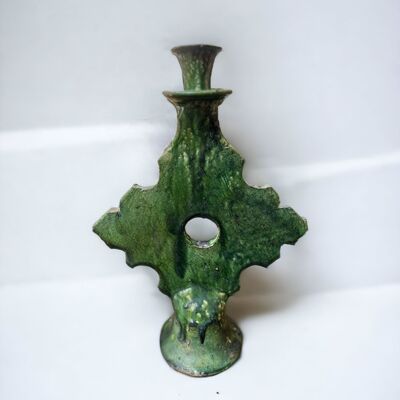Green candle holder in Chahine tamegroute