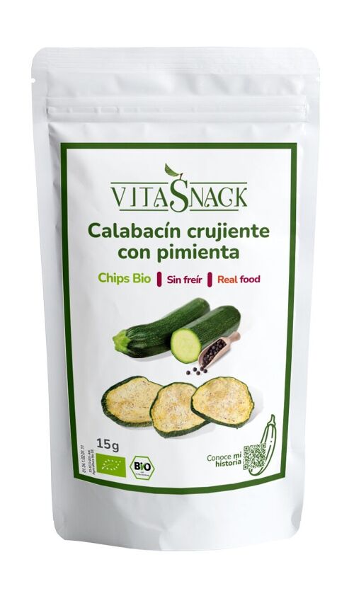 Chips Ecológicos de Calabacín Crujiente con Pimienta Negra