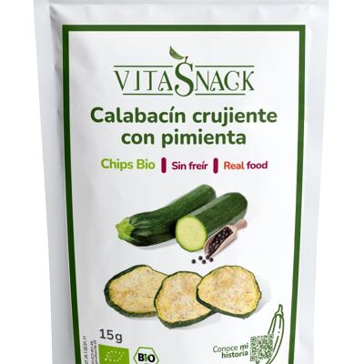 Chips di zucchine croccanti biologiche al pepe nero