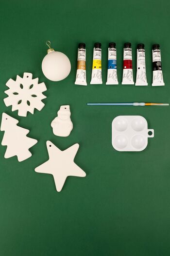 Kit Peinture sur céramique - décorations de Noël (sans cuisson) - lot de 5 2