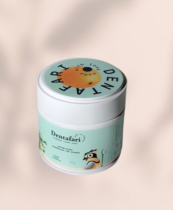 Poudre dentaire naturelle pour enfants orange + mandarine verte 1