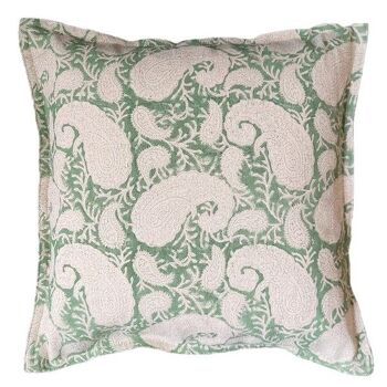 Coussin Paisley Vert, Moyen : 40 x 40 cm 1