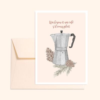 Carte Postale "Un bisous et un café"