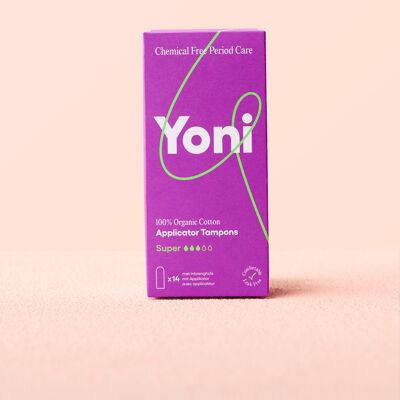 Yoni Applicator Tampons Super x14 • 100% Organic cotton