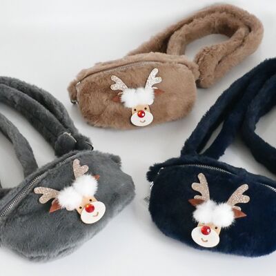 Sidebag plush, reindeer Ellie, long carrying strap