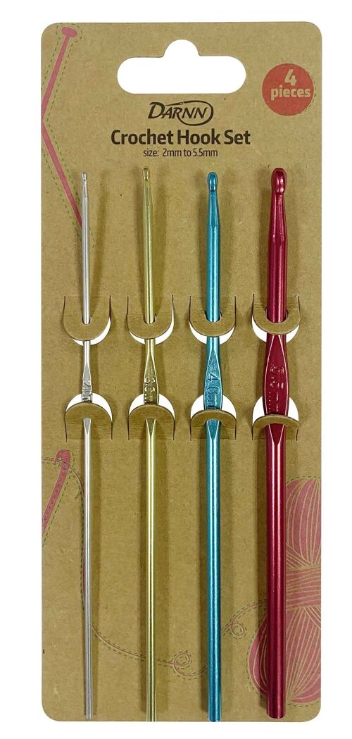 CROCHET HOOKS Pack 4, Crochet Hooks Set of 4, Lightweight Crochet Needles, 4 Sizes Crochet Needle Set, Ergonomic Grip Crochet Needles