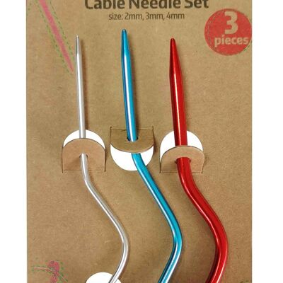 AGUJAS PARA CABLES Pack 3, Soportes para puntadas de cable, Paquete de 3 agujas para tejer con cable, Soporte para puntadas de tejer de 3 tamaños, Soporte para hilo para tejer con cable