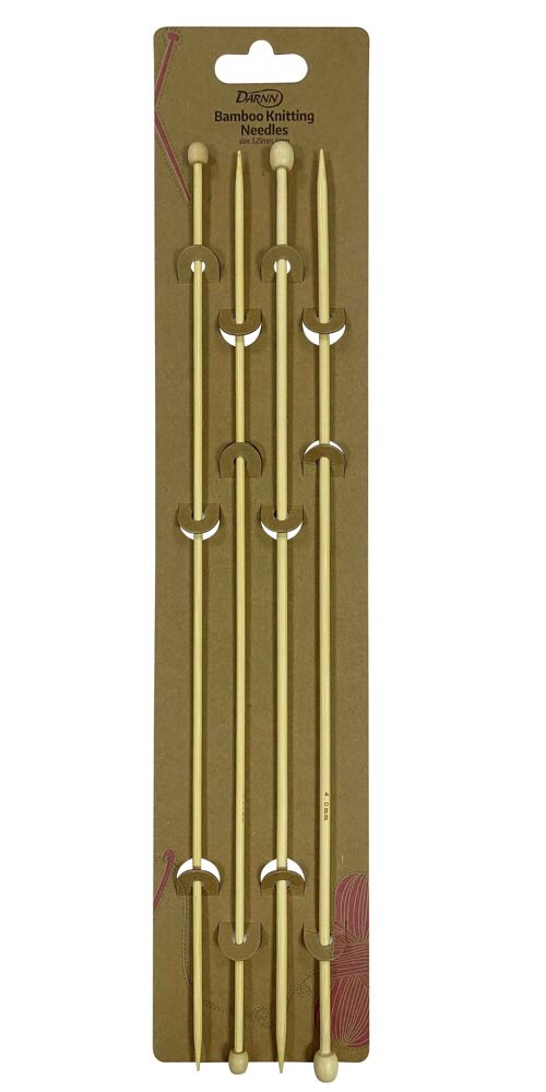 BAMBOO KNITTING NEEDLES 2 PAIRS, 4mm & 3.25mm Knitting Needles, Straight Bamboo Knitting Needle Set of 2, 4mm & 3,25mm Pointed Straight Knitting Needles