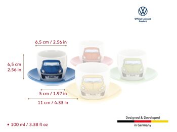 VW Käfer Espressotasse 4-teiliges Set 100 ml, BETA50 - Paket/4 Farben 2