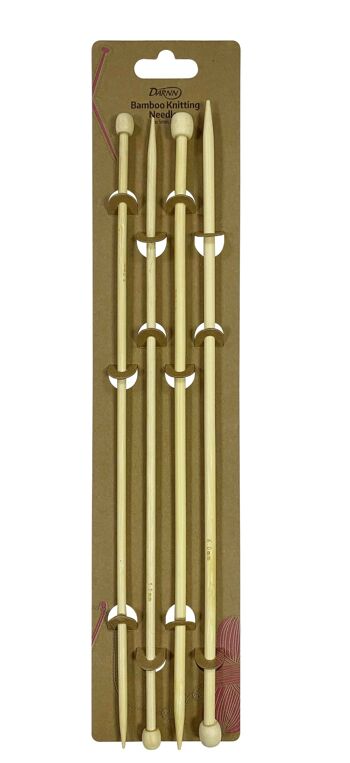 AIGUILLES À TRICOT EN BAMBOU 2 PAIRES, Aiguilles à tricoter 5 mm et 6 mm, Aiguilles à tricoter droites en bambou Ensemble de 2, Aiguilles à tricoter droites pointues 5 mm et 6 mm 1