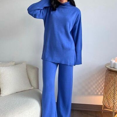 ROYAL BLUE turtleneck knitted set - IVINE