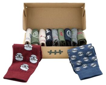 Chaussettes modèle Albatros rouges et élastiques, talon et pointe verts – Homme en tissu biologique. 4