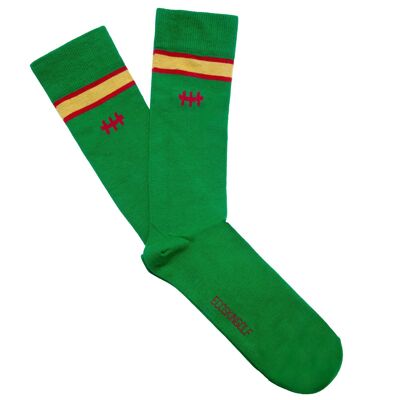 Hole in One Socken – Herren mit spanischer Flagge und „Sacr“-Logo