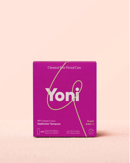 Yoni Applicator Tampons Super 56x • 100% Organic cotton
