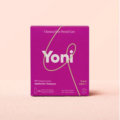 Yoni Applicator Tampons Super 56x • 100% Organic cotton