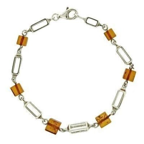 Cognac Amber Cube Bracelet with Presentation Box