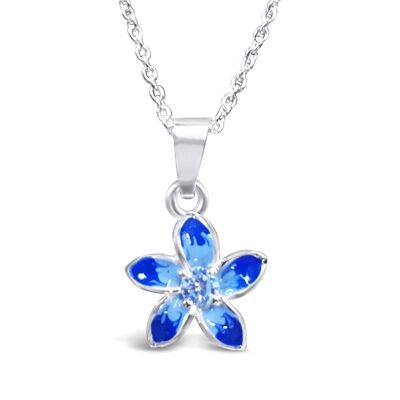 Magnifique collier de fleurs bleues et blanches