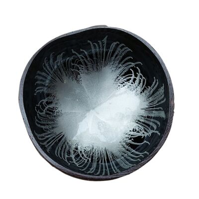 Silver feather lacquered coconut bowl
