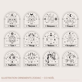 Ornements Zodiac bois / Pack Implantation 2