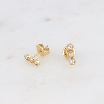 Boucles d'oreilles puces Mizano - 3 petits cristaux 2