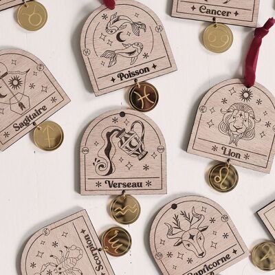 Ornamenti zodiacali in legno / Confezione Expo