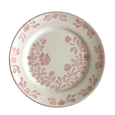 Vintage bistro style pink plate, Grazia model - Hand painted - Made in Italy
