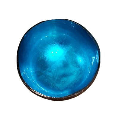 Plain blue lacquered coconut bowl
