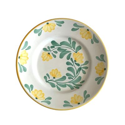 Blue and yellow vintage bistro style plate, Chiara model - Hand painted - Made in Italy