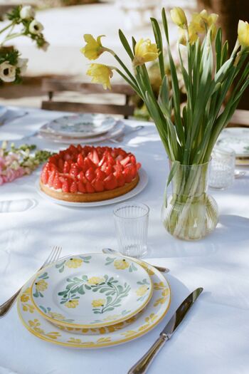 Assiette bleue et jaune style bistrot vintage, modèle Chiara - Peinte à la main - Made in Italy 5