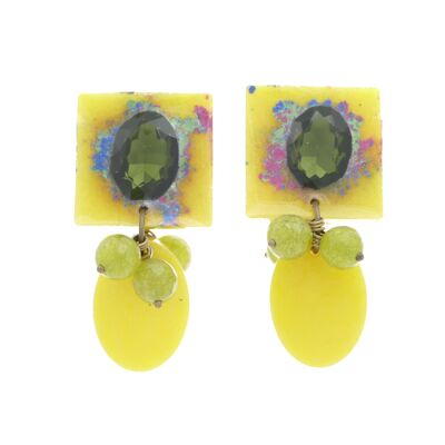 Green clip earrings