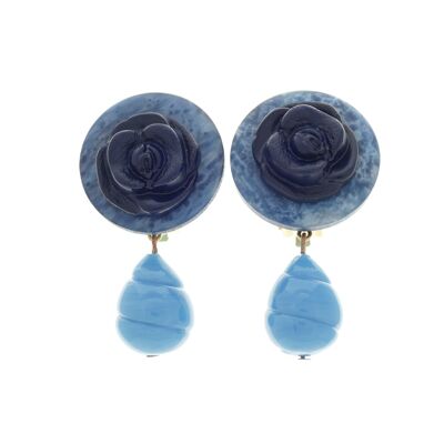 Clips d'oreilles bleu rose