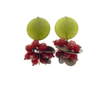 Red grape clip earrings
