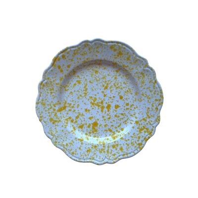 Speckled and spotted plate, yellow Schizzi model, Vintage format - Hand painted - Made in Italy