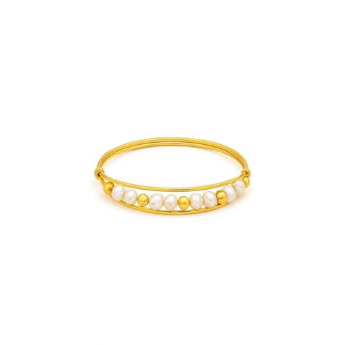 Bague Triple Rang en Perles de Culture Irrégulières et Gold Filled - Élégance Unique