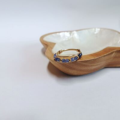 Dreireihiger Ring aus blauem Aventurin und Gold gefüllt – Eleganz inspiriert von der Natur