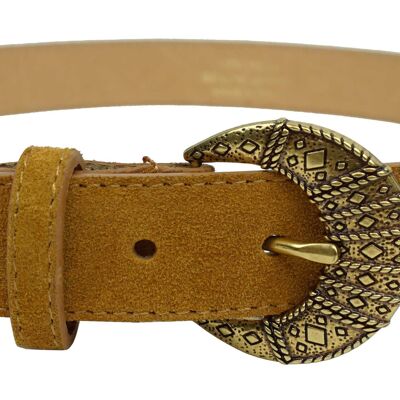 Gold buckle leather belt CT2330