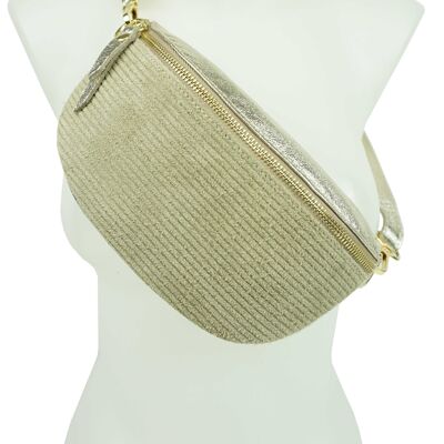 Bi-material split leather fanny pack 53004-2 Erika