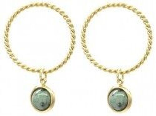 B-F9.3 E031-039G S. Steel Earrings 2.5x1.8cm Stone