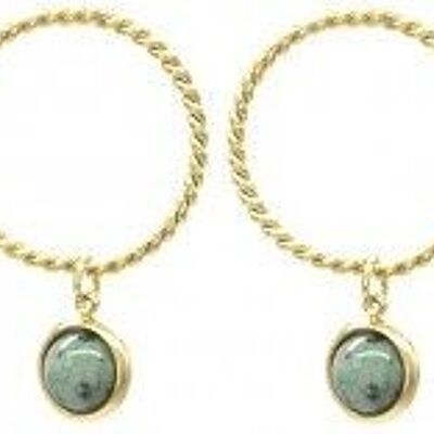 B-F9.3 E031-039G S. Steel Earrings 2.5x1.8cm Stone