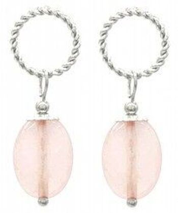 A-B17.5 E031-064S Boucle d'oreille en acier inoxydable Quartz rose 3x1cm 1