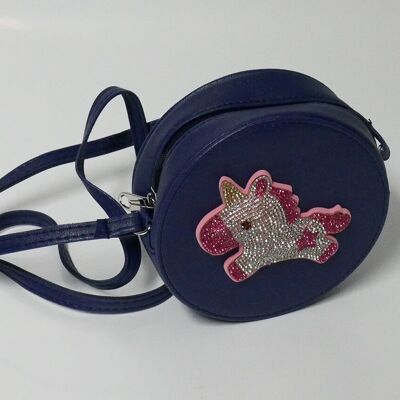 Sac licorne, rond, bleu foncé