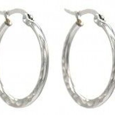 A-A7.1 E015-007 S. Steel Earrings Dented Hoop 2.5cm