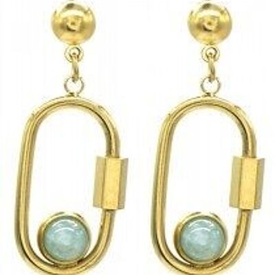 B-D16.1 E031-112G Boucles d'oreilles Acier Inox Turquoise 3,5x1,5cm