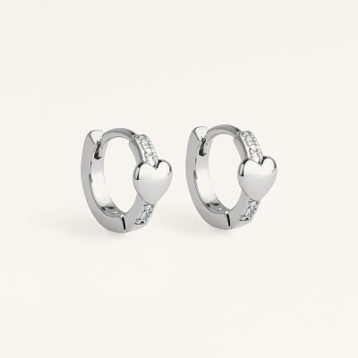 Mini Gigi heart hoop earrings - Silver