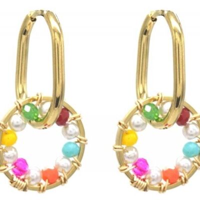 C-C20.4 E221-310G S. Steel Earrings Circle Multi Color 3cm