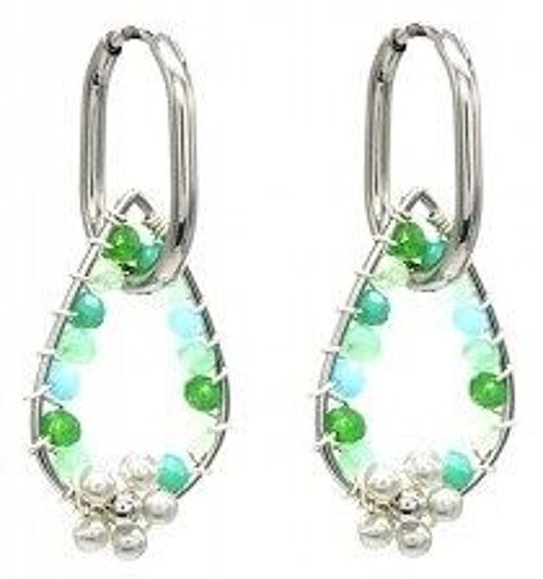 C-A19.3 E221-356S S. Steel Earrings Glass Beads 4cm