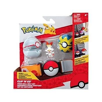 Bandai - Pokémon - Ceinture Clip 'N' Go - 1 ceinture, 1 Quick Ball, 1 Premier Ball et 1 figurine 5 cm Flambino (Scorbunny) - Accessoire pour se déguiser en Dresseur Pokémon - Réf : JW2716 3