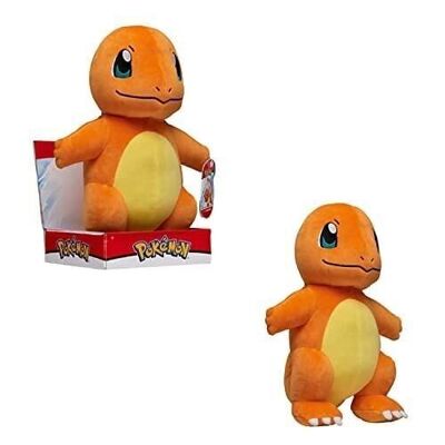 Bandai - Pokémon - Peluche Salamèche (Charmander) - Peluche 30 cm toute douce - Réf : JW0060