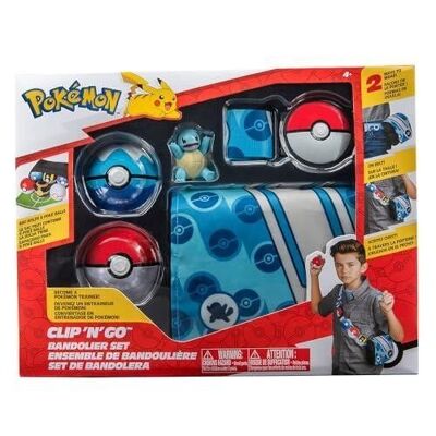 Bandai - Pokémon – Bandolera y cinturón de entrenador – Set con bolso, cinturón, 2 Pokébolas, 1 figura Pokémon – Ref: JW0028 (Modelo aleatorio)